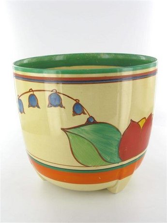 Clarice Cliff Red Tulip Pattern Jardiniere