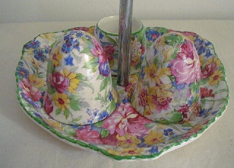 Midwinter Brama Chintz Cruet Set & Stand C1946