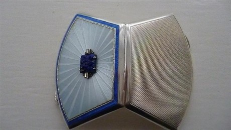 ASPREY'S SILVER & ENAMEL COMPACT, 1935 JUBILEE HALLMARK