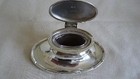 SILVER OVAL CAPSTAN INK WELL / STANDISH 