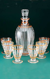 STUART DECO LIQUEUR SPIRIT SET DECANTER & GLASSES