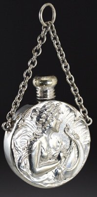 NOUVEAU RELIEF FIGURE PLATED SCENT PERFUME BOTTLE