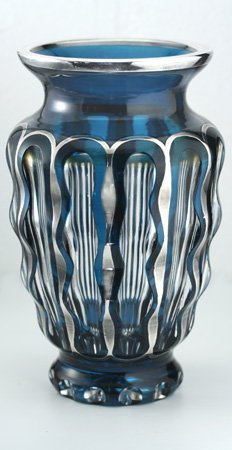 POSSIBLY JOSEPHINNENHTTE SILVER OVERLAY VASE