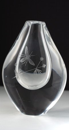 ORREFORS PALMQVIST CRYSTAL ENGRAVED ART VASE