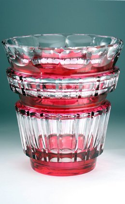 VAL SAINT-LAMBERT CRANBERRY OVERLAY CRYSTAL VASE