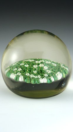 A VINTAGE PAPERWEIGHT WITH FINE FLOWER & LEAF FIELD