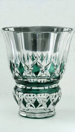 VAL ST. SAINT LAMBERT CASED EMERALD OVER CLEAR VASE