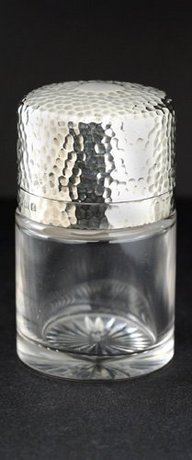 CRYSTAL SCENT PERFUME BOTTLE WITH SILVER HAMMER TOP