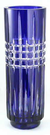 COBALT BLUE OVERLAY CRYSTAL VASE, POSSIBLY FACHSCHULE HAIDA