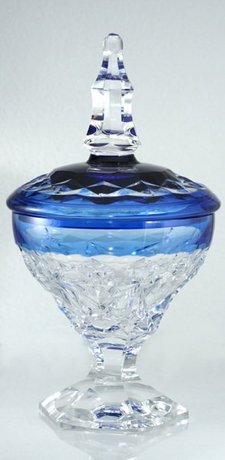 VAL ST. SAINT LAMBERT BLUE TO CLEAR LIDDED CRYSTAL BONBONIRE