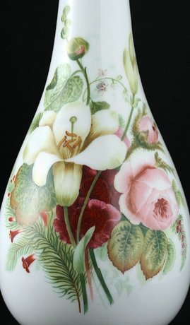 HAND ENAMELLED MILK GLASS OPALINE VASE, PROBABLY FRENCH