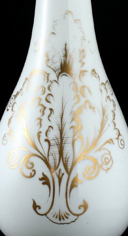 HAND ENAMELLED MILK GLASS OPALINE VASE, PROBABLY FRENCH