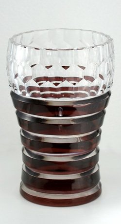 VAL ST. SAINT LAMBERT DECO PLUM OVERLAY CRYSTAL VASE