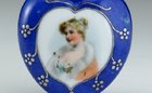 PORCELAIN HEART SHAPE SCENT PERFUME BOTTLE WITH PORTRAIT MOTIF