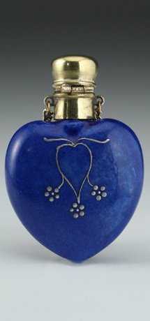 PORCELAIN HEART SHAPE SCENT PERFUME BOTTLE WITH PORTRAIT MOTIF