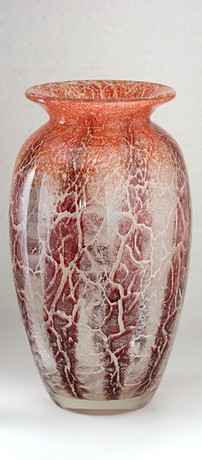 WMF IKORA GLASS VASE IN ORANGE & DARK RED 