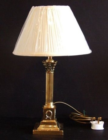 Edwardian brass corinthian column table lamp