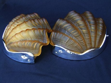 Pair of Amber Shell Art Deco Wall Lights.