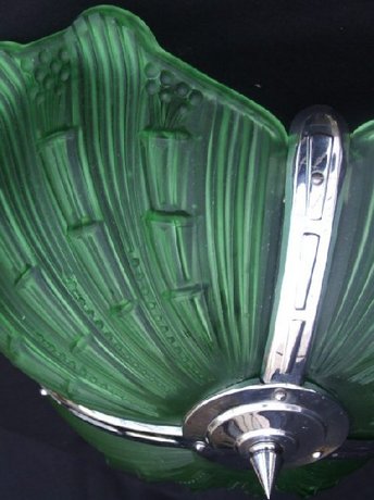 Stunning Emerald Green Art Deco Ceiling Light.