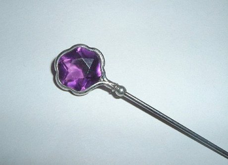 Charles Horner Art Nouveau Amethyst Set Silver Hatpin