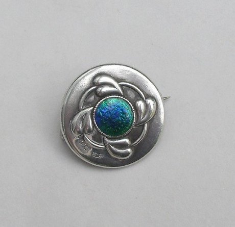 Charles Horner Art Nouveau Silver and Enamel Liberty Brooch