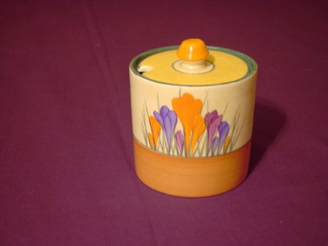 Clarice Cliff Crocus Jam Pot