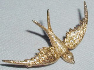 Gold Swallow Brooch