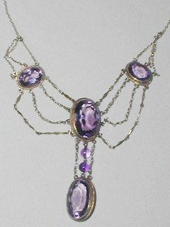 Silver Amethyst Pearl Necklace