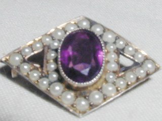 Pearl & Amethyst Brooch