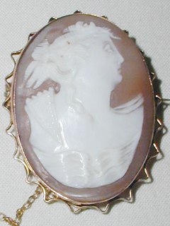 Gold Shell Cameo Brooch