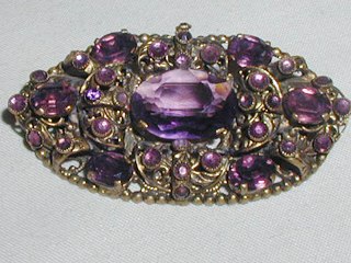 Czech Purple Stone Brooch