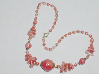 Marbleized Glass Bead Necklace