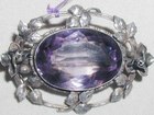 Arts & Crafts Silver Amethyst Brooch