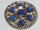 Lapis Filigree Flower Brooch