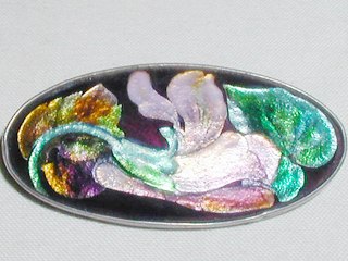 Arts & Crafts Enamelled Signed Brooch