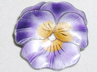 Silver Enamelled Pansy Brooch