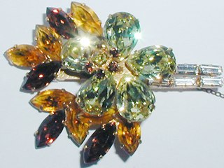 Amber Flower Brooch