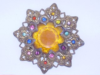 Filigree Stone Brooch