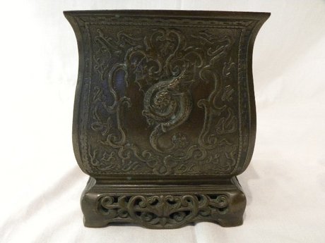 Chinese square bronze planter