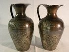 Pair of brass/bronzed jugs