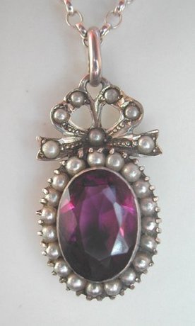 Silver Pearl and Amethyst Pendant