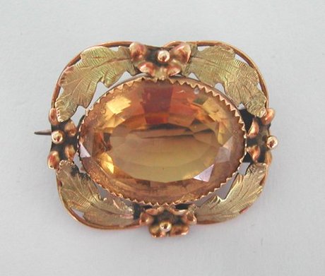 Citrine Leaf Brooch