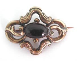 Victorian Engraved Garnet Brooch