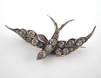 Silver and Paste Bird Brooch