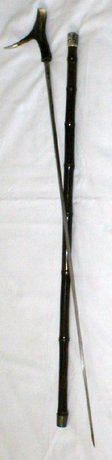 Sword Stick Antique Horn Solingen Bamboo Swordstick Silver Collar