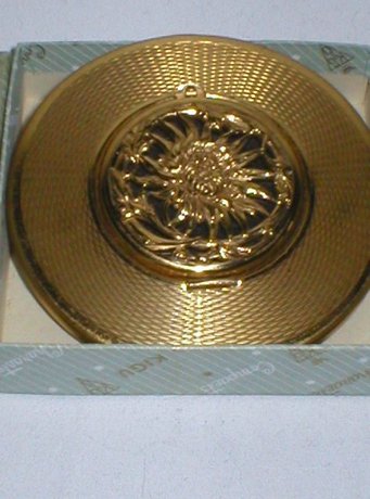 Vintage Gold Tone Kigu Compact In Original Box