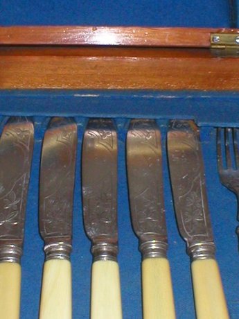 Victorian Fish Knife & Fork Cutlery Cased Set Ivory Handles